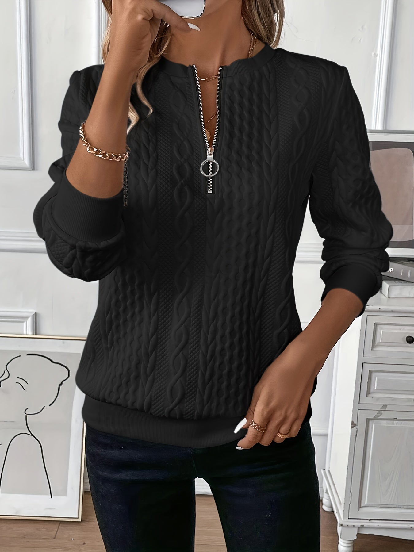Luna Zipped Sweater - Effortles Comfort